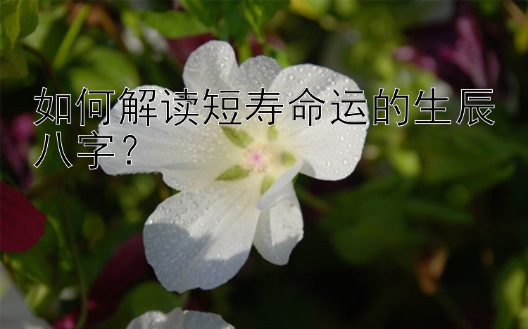 如何解读短寿命运的生辰八字？