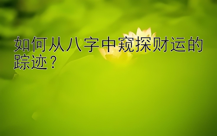 如何从八字中窥探财运的踪迹？