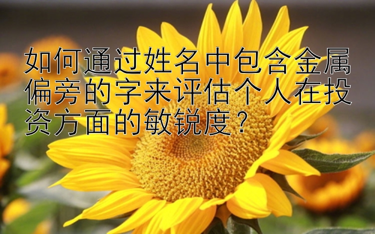 如何通过姓名中包含金属偏旁的字来评估个人在投资方面的敏锐度？