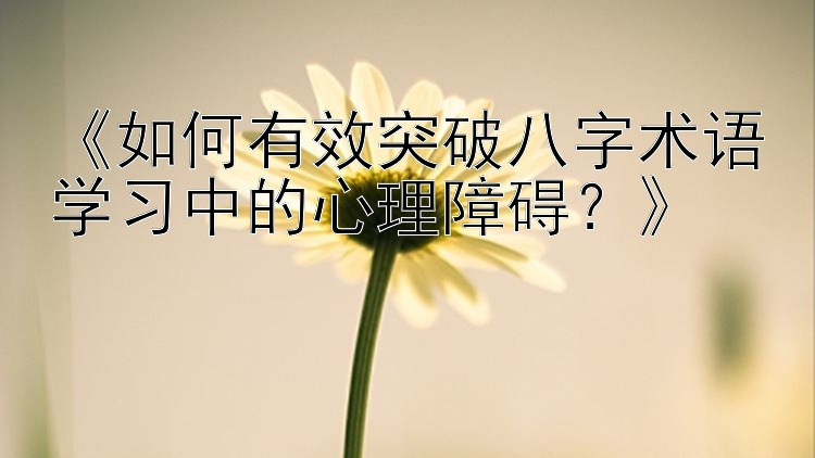 《如何有效突破八字术语学习中的心理障碍？》