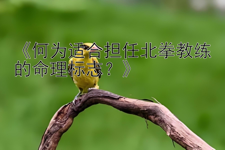 《何为适合担任北拳教练的命理标志？》