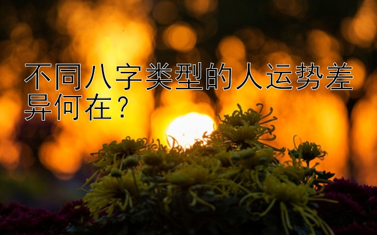 不同八字类型的人运势差异何在？