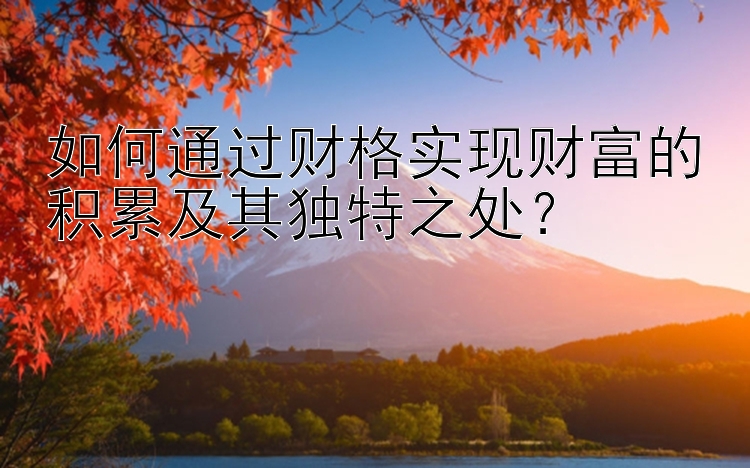 如何通过财格实现财富的积累及其独特之处？