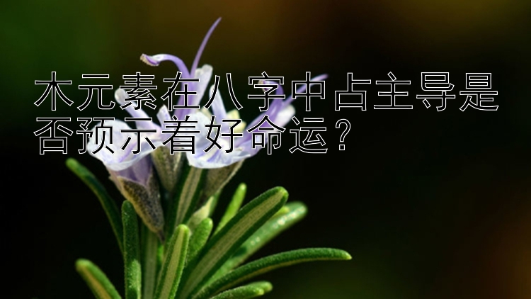 木元素在八字中占主导是否预示着好命运？