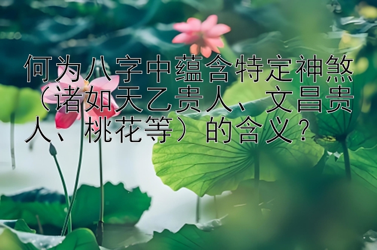 何为八字中蕴含特定神煞（诸如天乙贵人、文昌贵人、桃花等）的含义？