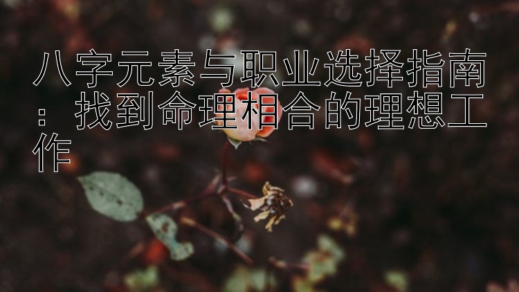 八字元素与职业选择指南：找到命理相合的理想工作