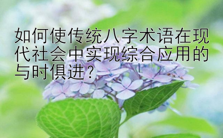 如何使传统八字术语在现代社会中实现综合应用的与时俱进？