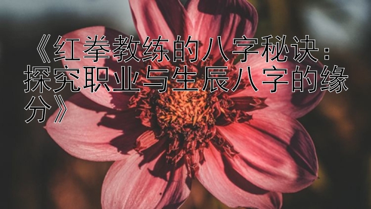 《红拳教练的八字秘诀：探究职业与生辰八字的缘分》