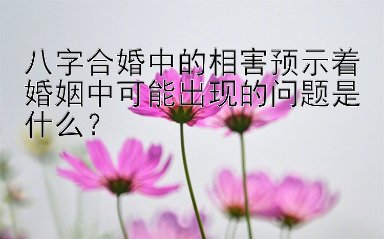 八字合婚中的相害预示着婚姻中可能出现的问题是什么？