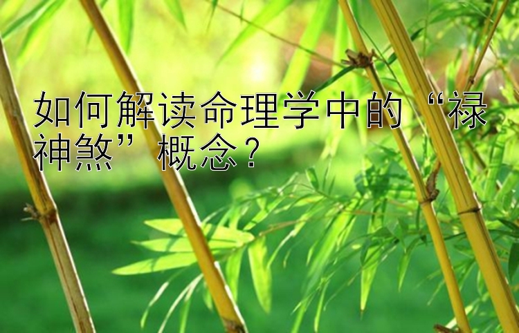 如何解读命理学中的“禄神煞”概念？