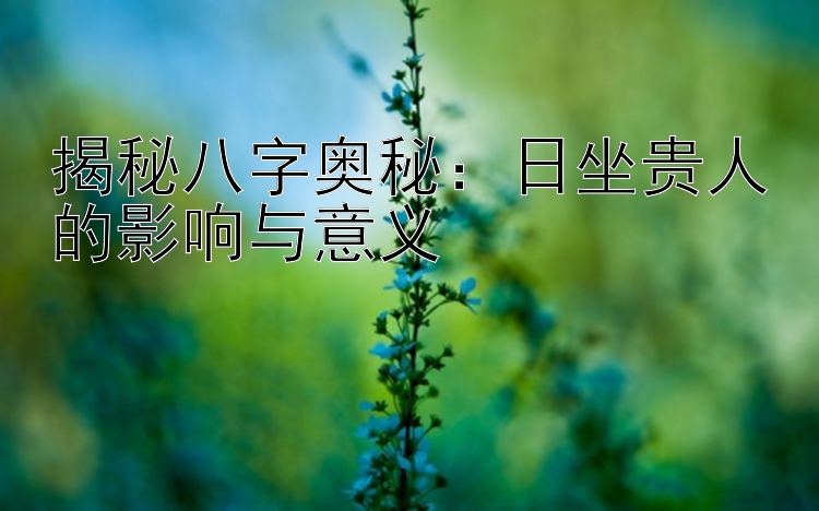 揭秘八字奥秘：日坐贵人的影响与意义