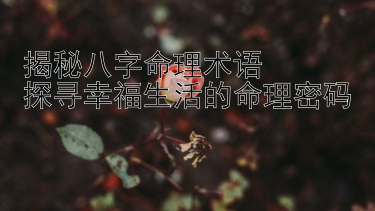 揭秘八字命理术语  
探寻幸福生活的命理密码