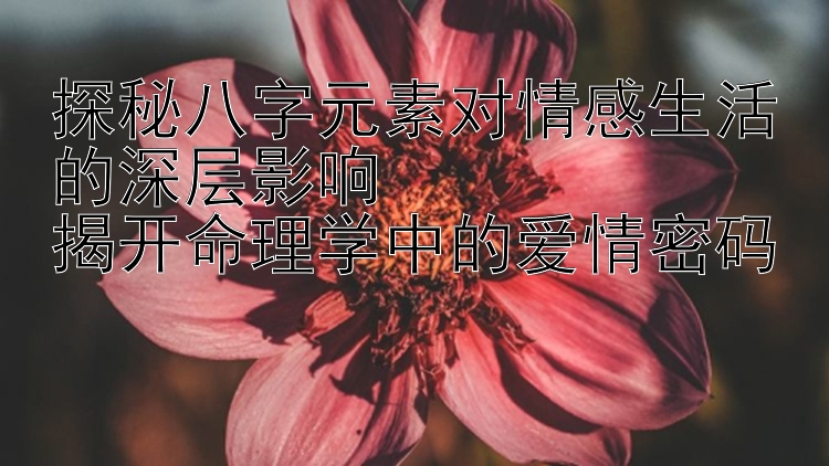 探秘八字元素对情感生活的深层影响  
揭开命理学中的爱情密码