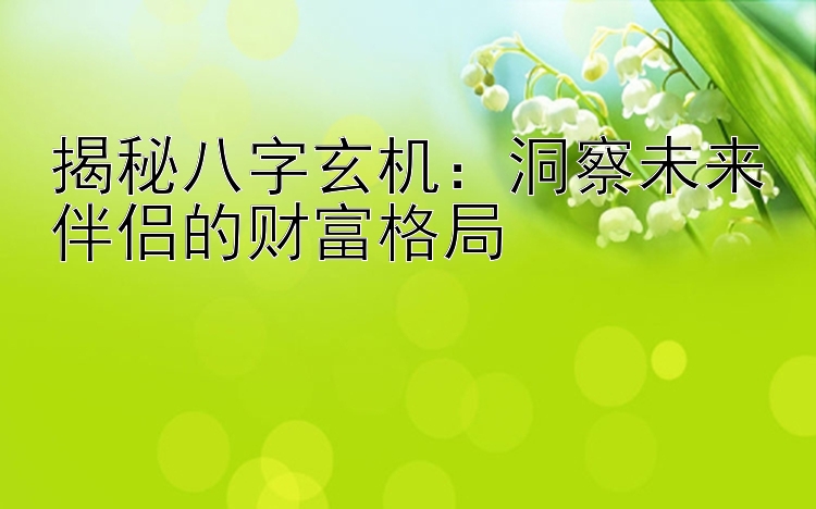 揭秘八字玄机：洞察未来伴侣的财富格局