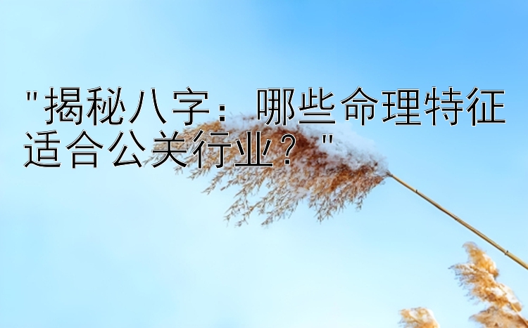 揭秘八字：哪些命理特征适合公关行业？