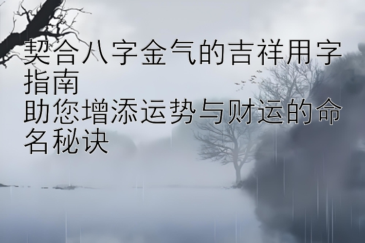 契合八字金气的吉祥用字指南  
助您增添运势与财运的命名秘诀