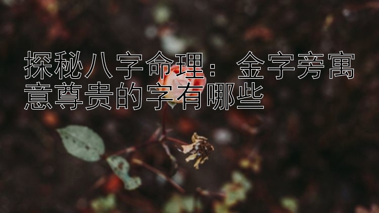 探秘八字命理：金字旁寓意尊贵的字有哪些