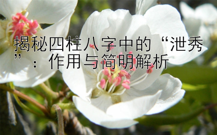 揭秘四柱八字中的“泄秀”：作用与简明解析